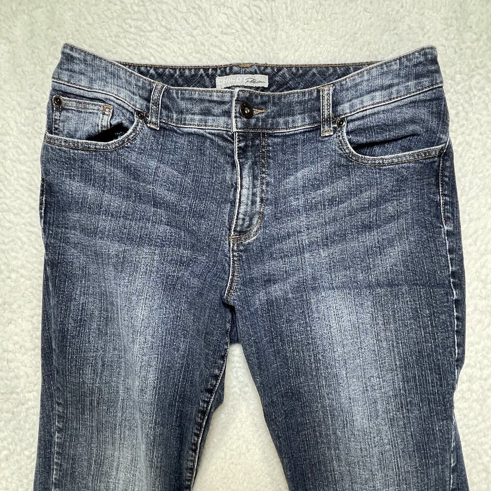 Chico's Platinum (2) Women's Size 12 Short Straight Denim Blue Jeans 33x29